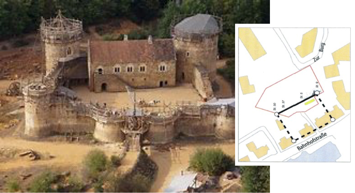 Burg Guédolon mit Skizze